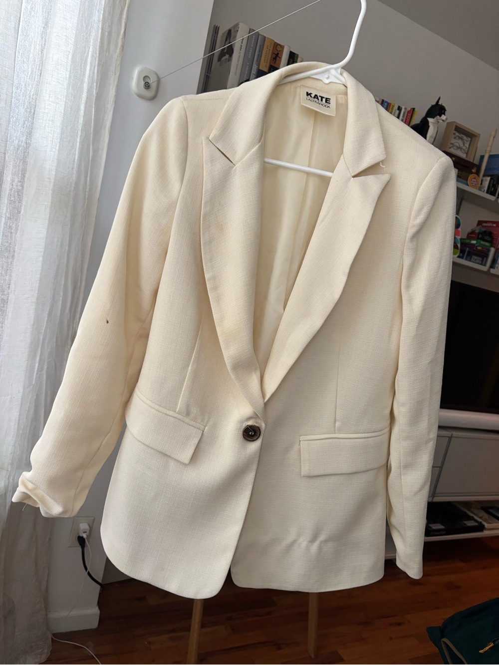 Cream Single-Button Women's Blazer